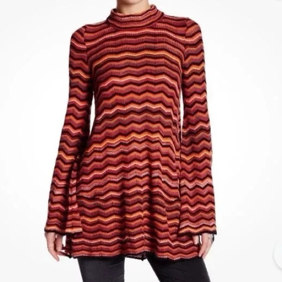 Free People Ziggy Bell Sleeve Stripe Sweater Dress - Picture 9 of 9